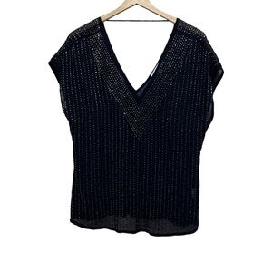 Ateen Beaded Vneck Blouse Size 40